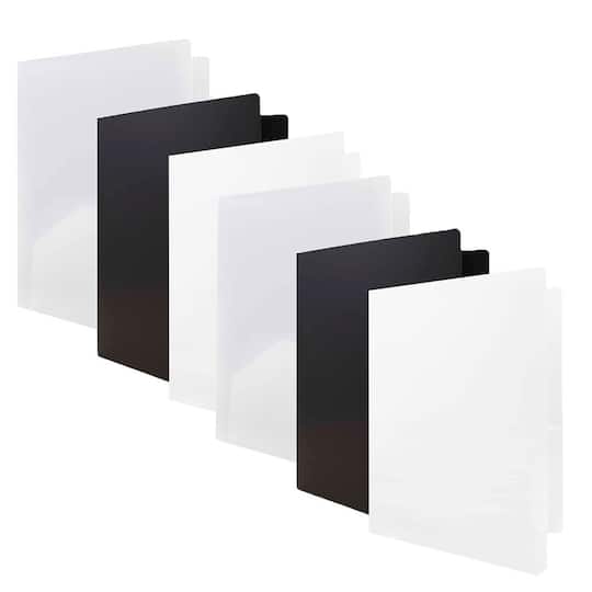 JAM Paper Business Color Heavy Duty Plastic 2-Pocket School Folders, 6ct.